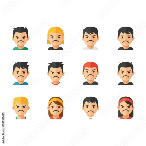 Cartoon faces with various emotions.