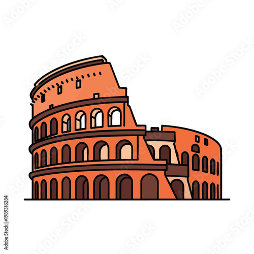 Elegant Illustration of a Historic Amphitheater for Travel and Architecture Themes