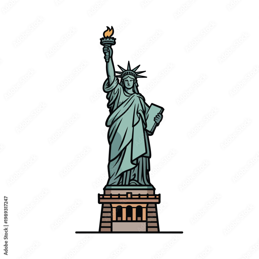 Fototapeta premium Statue of Liberty stands tall as an iconic landmark representing American freedom and democracy now.