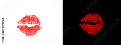 Canvastavla Crimson Lip Texture Appearing from Darkness with Strong Black Field and Soft Whi