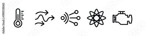 Line art icons for science and engineering concepts