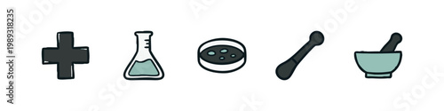 Doodle icons for pharmacy and medical supplies