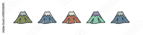 Mountain Icons: Stylized Peaks in Pastel Colors