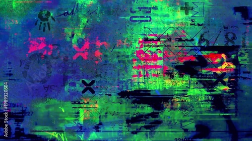 Random motion animation with a colored grunge background. 4K quality footage