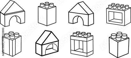 Toy block building outline brick construction game set