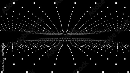 A high-quality 4K loop featuring a wave (gelombang) particle grid. Perfect for tech, cybersecurity, and sci-fi video projects. seamless duration.