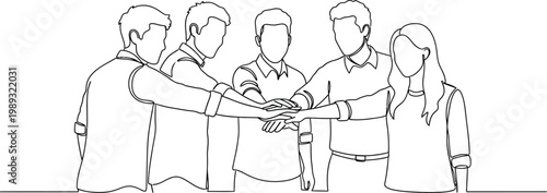 Diverse group of people stacking hands in unity and teamwork showing solidarity and cooperation