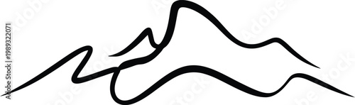 Minimalist black line of mountain peaks on white background