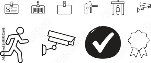 Four shield icons with checkmarks a minimalist black and white design