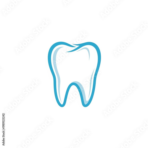 Simple Blue Outline of a Tooth.