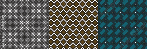 Plaids seamless pattens set. Vector Checkered, Buffalo, Tartan monochrome plaids textured background.
