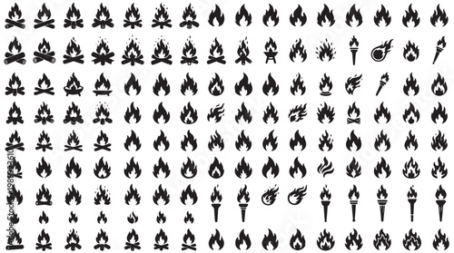 black fire icons on white background