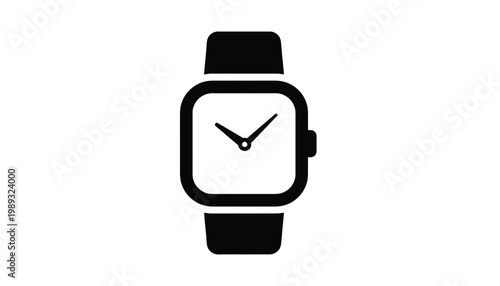 Watch icon with analog dial and minute second hands, simple flat design for mobile UI and time tracking