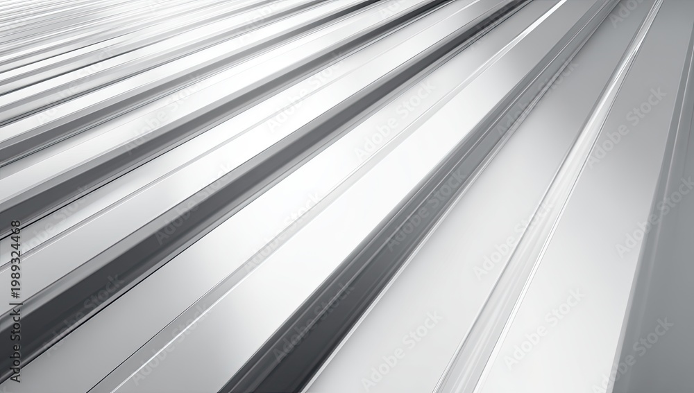 Obraz premium Abstract metallic parallel lines extending into the distance with a bright, clean aesthetic