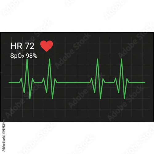 Heart Rate Monitor ECG Reading Display.