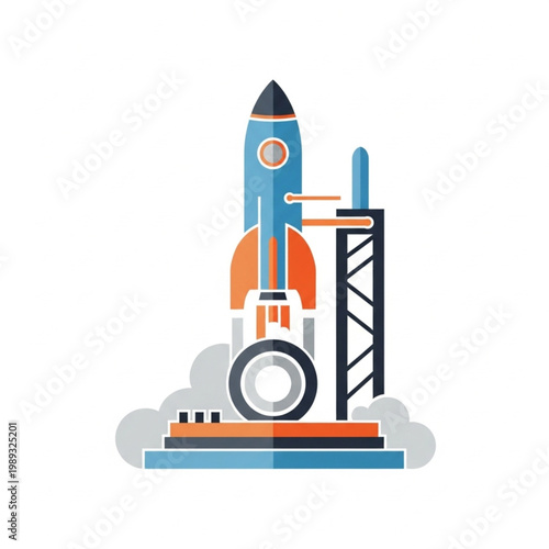 Rocket Launching from Launchpad with Tower.