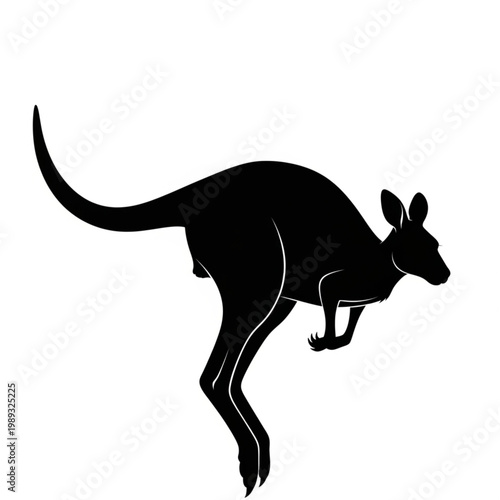 Kangaroo Silhouette Hopping with Joey.