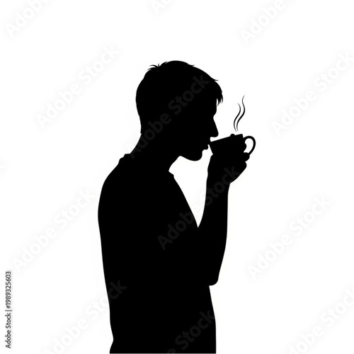 Man Drinking from a Cup Silhouette.