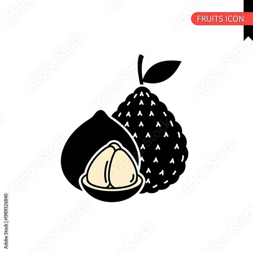 Black and white jackfruit icon.