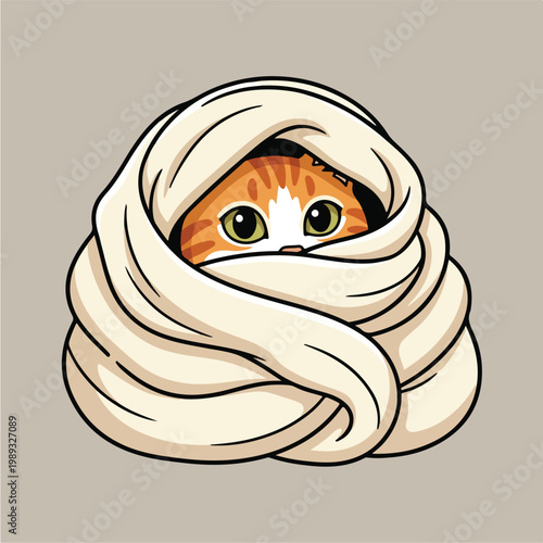 Cute Cat Wrapped in Towel.