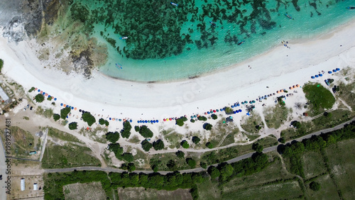 Aerial View Tropical Tanjung Aan Beach, Lombok Indonesia