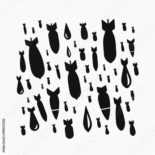 Black bomb icons on white 1.