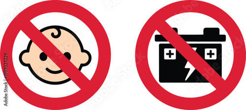 Prohibited items for children and electronic devices near medical areas Vector
