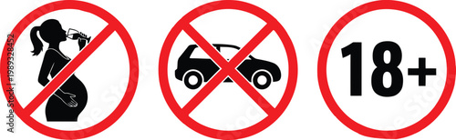 Restrictions on pregnant women, vehicles, and age limits in a graphic design Vector