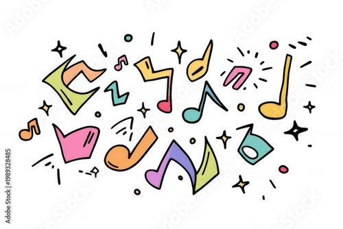 カラフルな手書きの音符