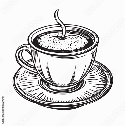 Traditional Turkish Coffee Cup Vector Illustration with Authentic Patterns