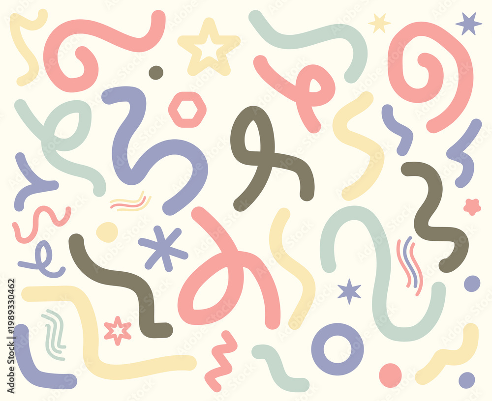 Obraz premium Organic abstract doodle shapes hand drawn vector set