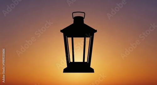 Silhouette of lantern at sunset