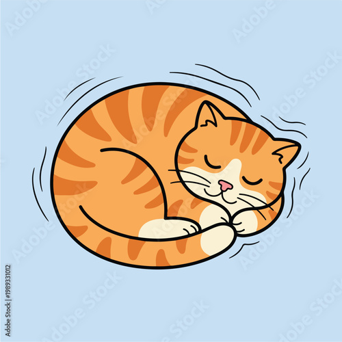 Sleeping Orange Tabby Cartoon Cat 2.