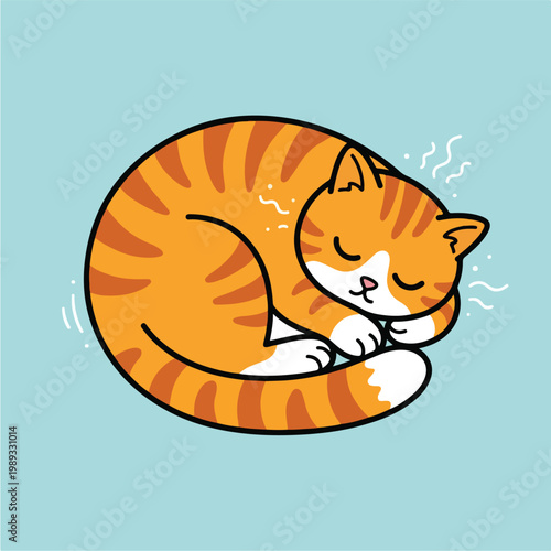 Sleeping Orange Tabby Cartoon Cat 1.