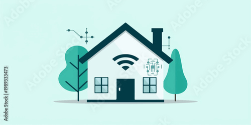 Sky house treehouse and heart shaped home architecture illustration concept for family winter christmas real estate design