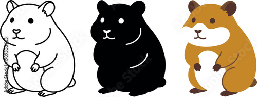 Cute cartoon hamsters in different colors standing on hind legs  adorable small animals