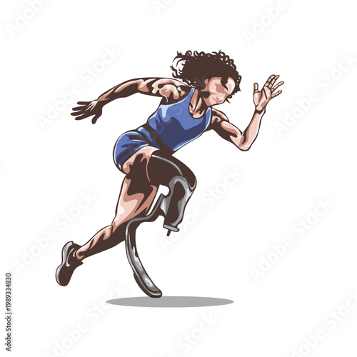 Vector Illustration of a Disabled Runner With Leg Irons
