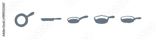Frying Pan and Kitchenware Hand Drawn Grey Icon Set