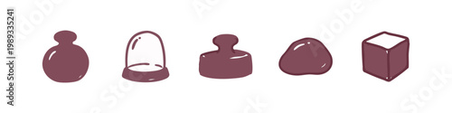 Hand-drawn weights and geometric solid shape icons in a minimalist style