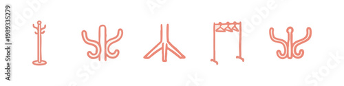 Hand-drawn coat rack and clothing storage icons for interior design