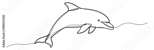 Dolphin swimming in the ocean with a playful leap