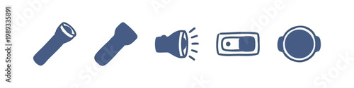 Portable Light and Torch Icons - Hand-Drawn Flashlight and Switch Sketches