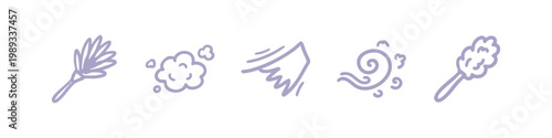 Cleaning and Air Icons: Feather Duster, Dust Cloud, Wind, Swirl, Broom