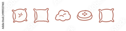 Pillow and Cushion Icons: Pillow, Square Cushion, Cloud, Buttoned Cushion, Pillow