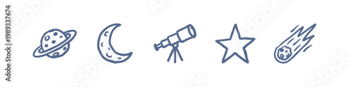 Space and astronomy icon set