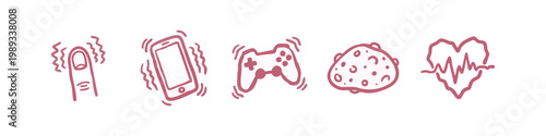Vibration and Health Icons: Finger, Phone, Controller, Asteroid, Heartbeat