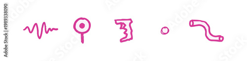 Hand-drawn icons: Abstract, sound, and tubing elements