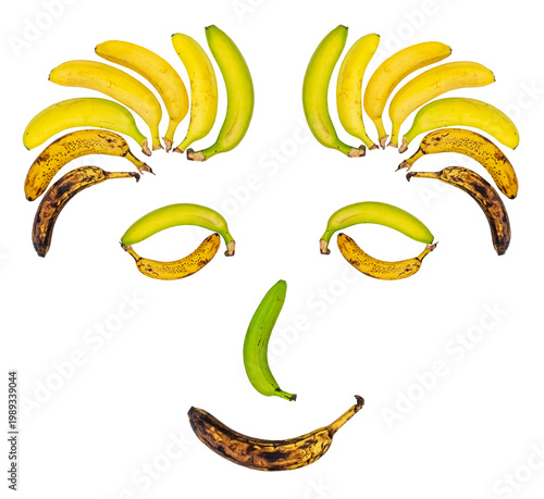 фотографія a creative artwork made from a collage of bananas at various stages of ripeness