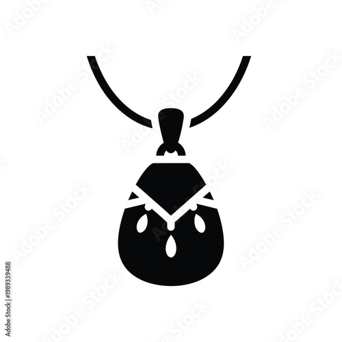 Ornate pendant necklace vector illustration isolated on white background