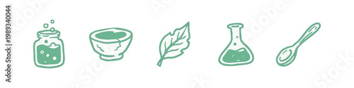 Laboratory and Nature Potions Hand Drawn Icon Set